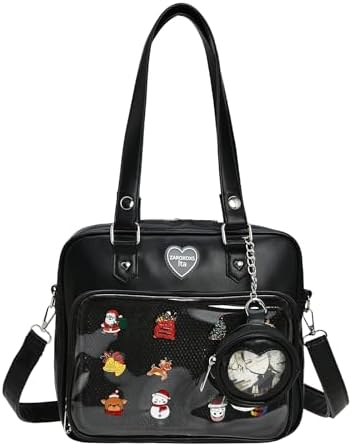 Tsawntd Ita Bag Crossbody PU Leather Ita Purse with Front Clear